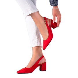 SHELOVET Piros pumpák nyitott sarokkal