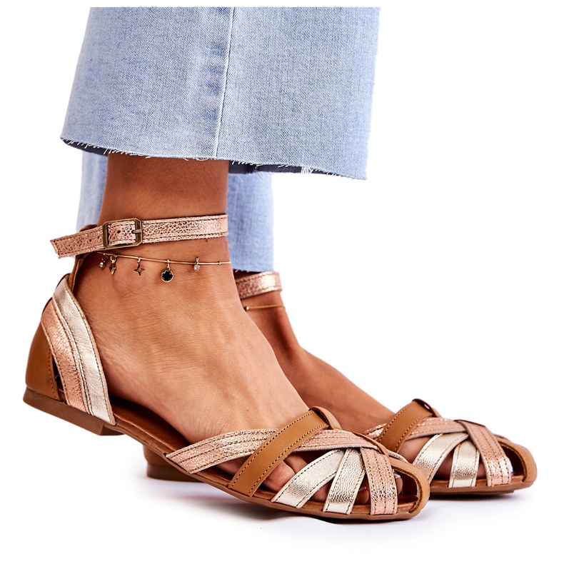 Bőr női szandál Maciejka 01924-32 arany-barna