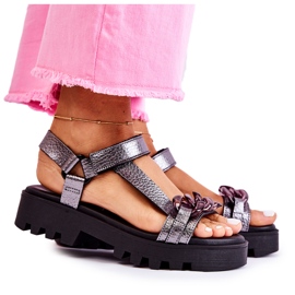 Bőr szandál tépőzárral Maciejka L5009-41 Sötétezüst Bőr szandál tépőzárral Maciejka L5009-41 Sötétezüst