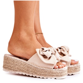 PG2 Női papucs ékkel, masnival bézs színű Tayla