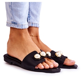 PG1 Női fekete Tacoma papucs dekoratív gyöngyökkel PG1 Női fekete Tacoma papucs dekoratív gyöngyökkel