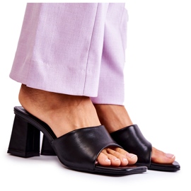 PG1 Bőr klasszikus papucs a sarkon fekete Talena PG1 Bőr klasszikus papucs a sarkon fekete Talena