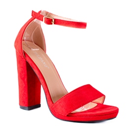 SHELOVET Magas Szandál Bárban piros SHELOVET Magas Szandál Bárban piros