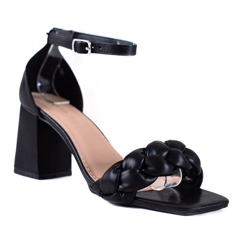 SHELOVET Fonott női szandál fekete