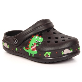 Fekete American Club Cokes papucs dinoszaurusszal