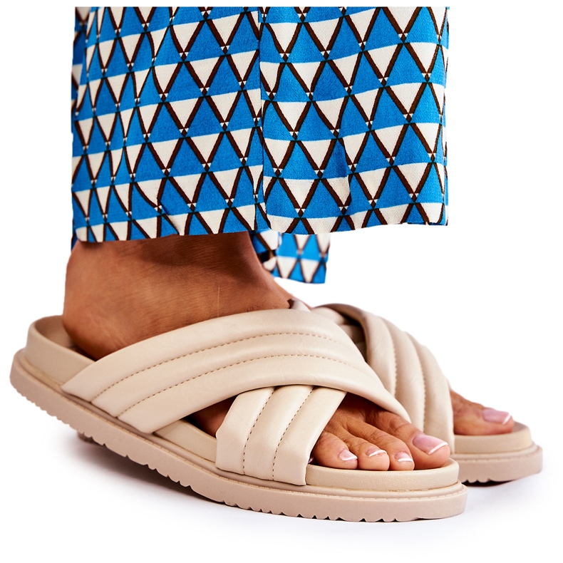 PJ1 Klasszikus női bőr papucs bézs Daron