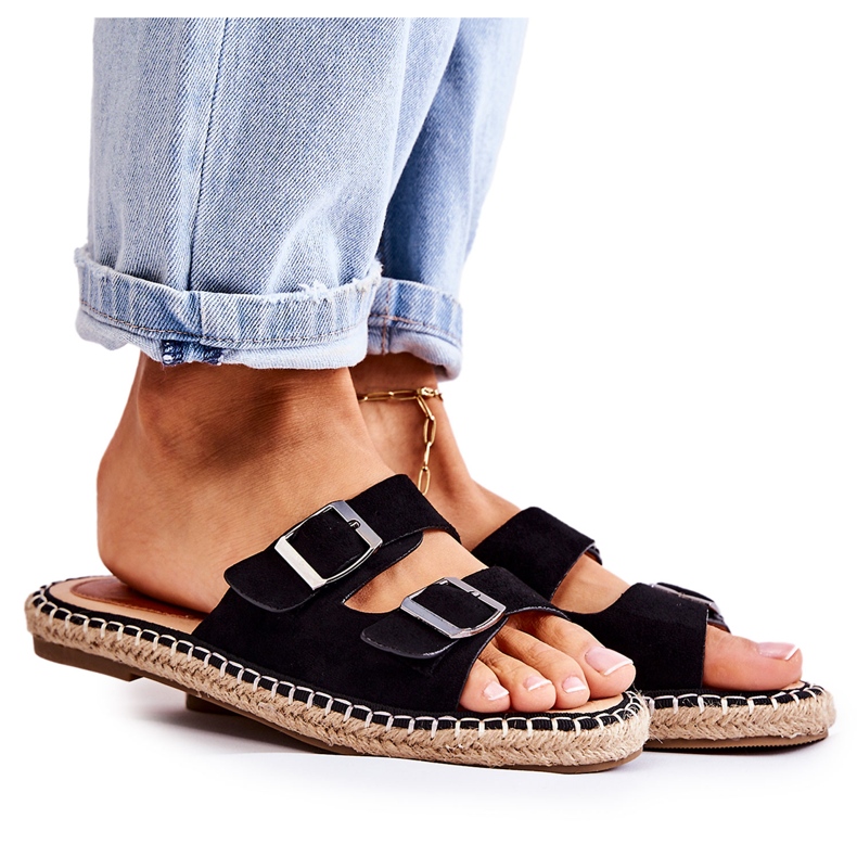 PG1 Klasszikus velúr női papucs fekete Casilda