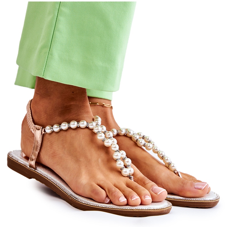 PG1 Divatos szandál Flip Flop gyöngyökkel Rose Gold Isalia rózsaszín aranysárga