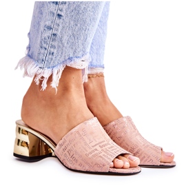 PA2 Velúr női papucs magas sarkú világos rózsaszín Perry