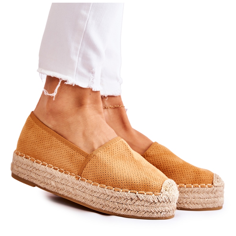 PG1 Női espadrillák a Camel Marise platformon barna