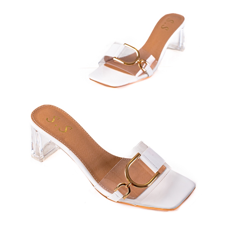 SHELOVET Átlátszó papucs a poszton fehér