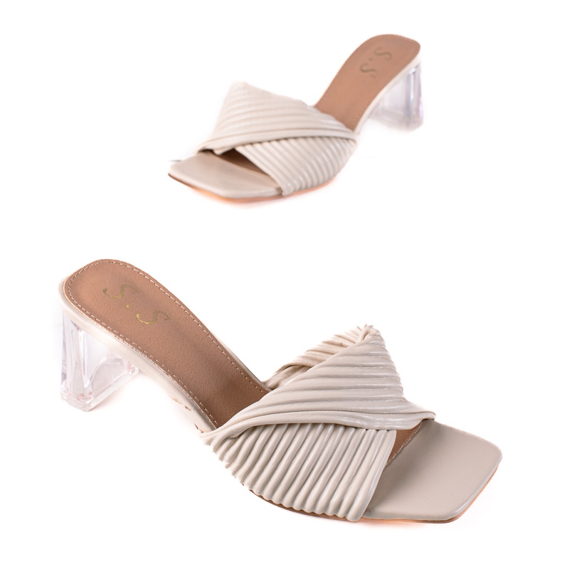 SHELOVET Átlátszó sarokkal ellátott papucs bézs