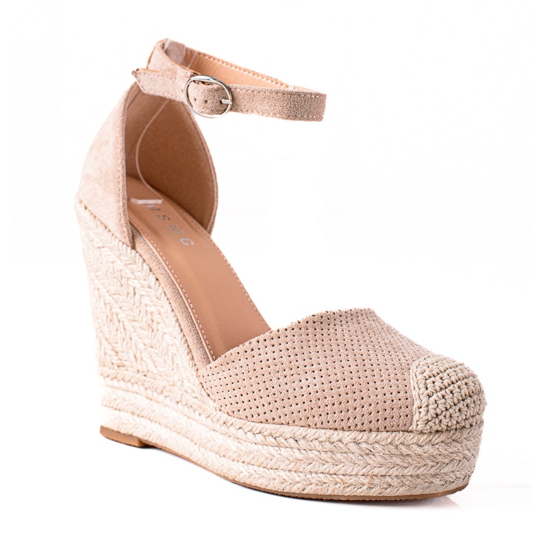 SHELOVET Espadrilles On Wedge szandál bézs