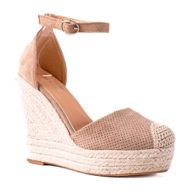 SHELOVET Espadrilles On Wedge szandál bézs