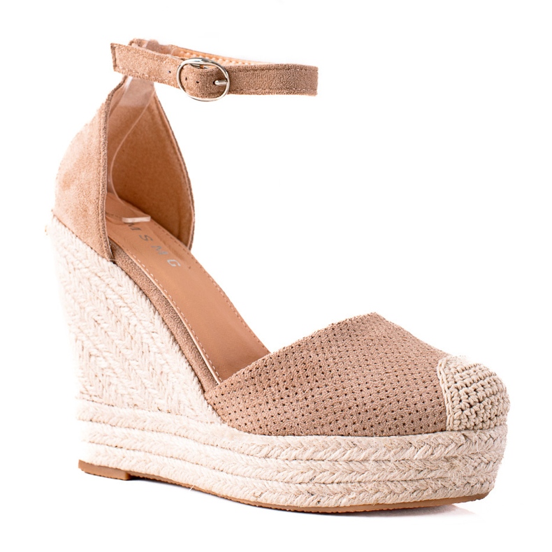 SHELOVET Espadrilles On Wedge szandál bézs