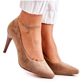 Sergio Leone Klasszikus varázsbarna velúr tűsarkú bézs