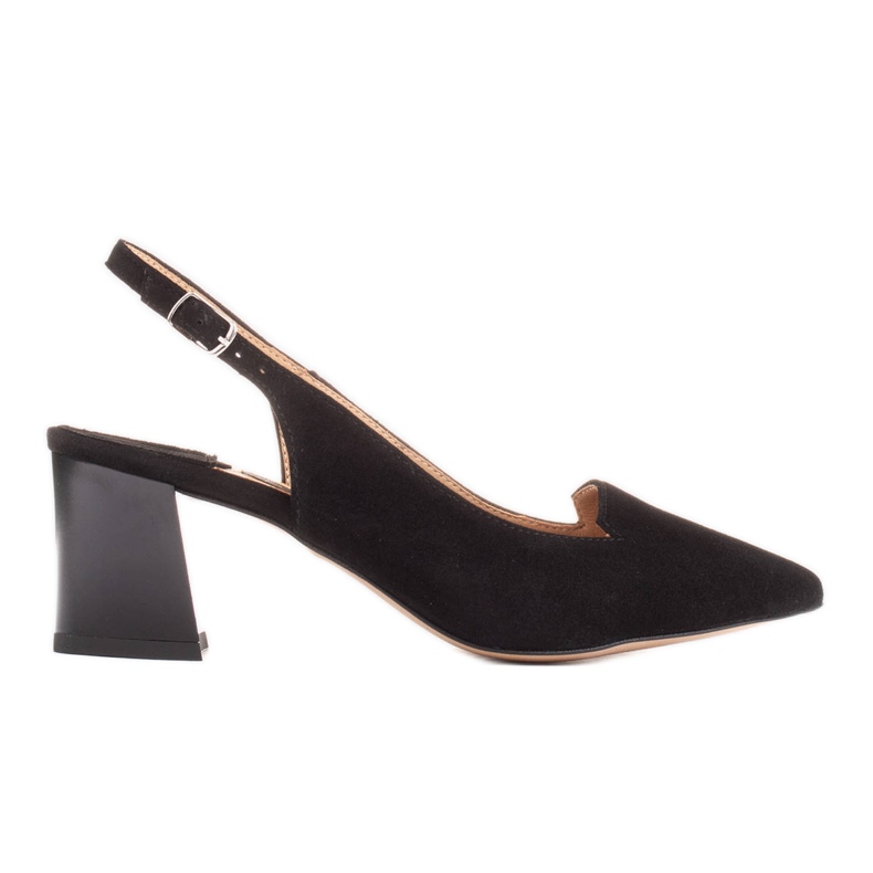 Marco Shoes Finom természetes velúrból készült szandál fekete