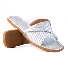 SHELOVET Női lapos papucs ezüst