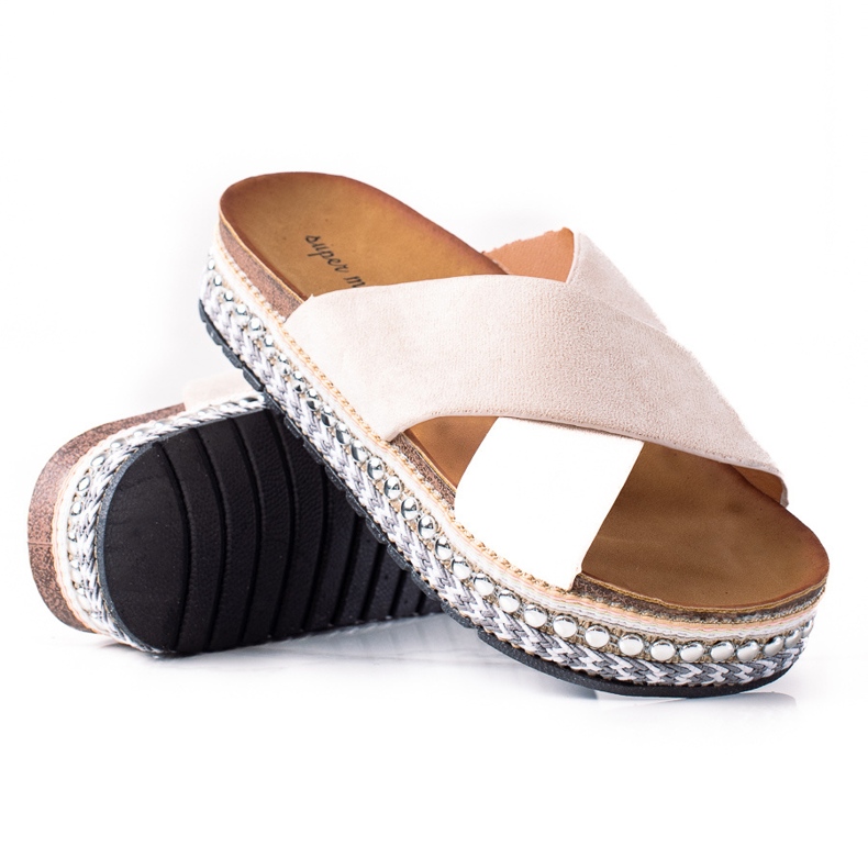 SHELOVET Divatos papucs a platformon bézs