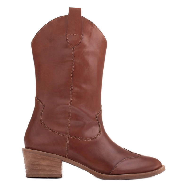 Marco Shoes Barna szemcsés bőr cowboy csizma 1598B-003-1 BP