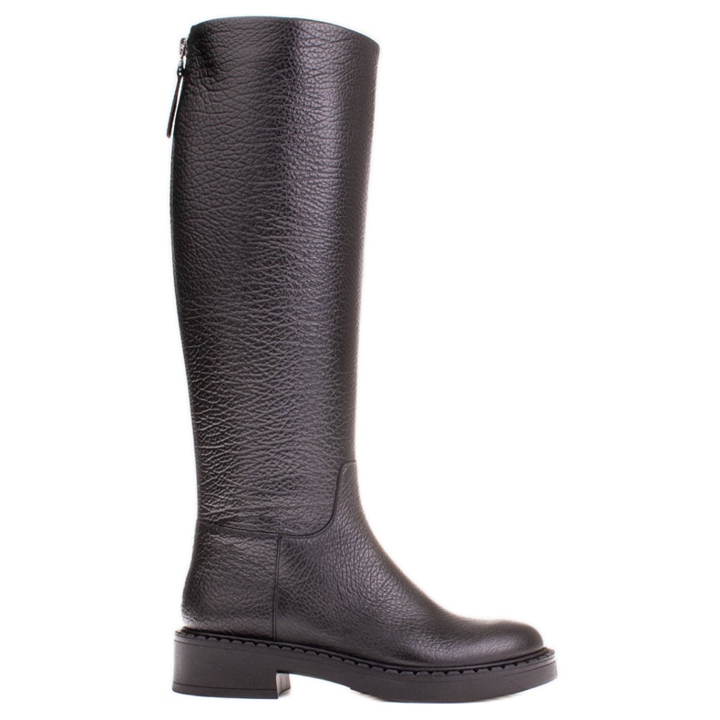 Marco Shoes Alacsony sarkú dombornyomott bőrcsizma fekete