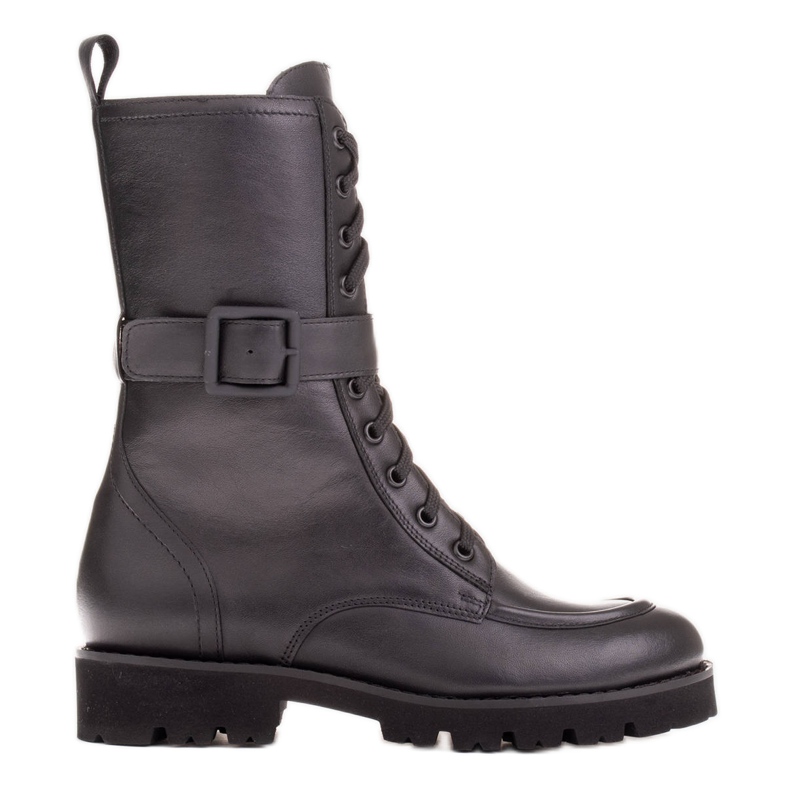 Marco Shoes Teljes kiőrlésű bőr csizma fekete