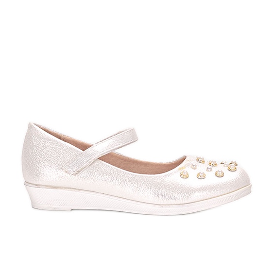 Gyermek fehér balerinák Silva gyöngyökkel