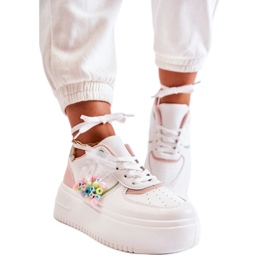 PS1 Női megkötött sportcipő, tornacipő, fehér és rózsaszín Manila