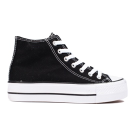 SHELOVET Magas cipők a platformon fekete SHELOVET Magas cipők a platformon fekete