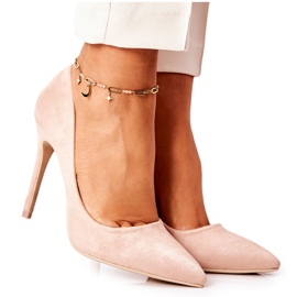 WS1 Velúr magassarkú bézs Melany