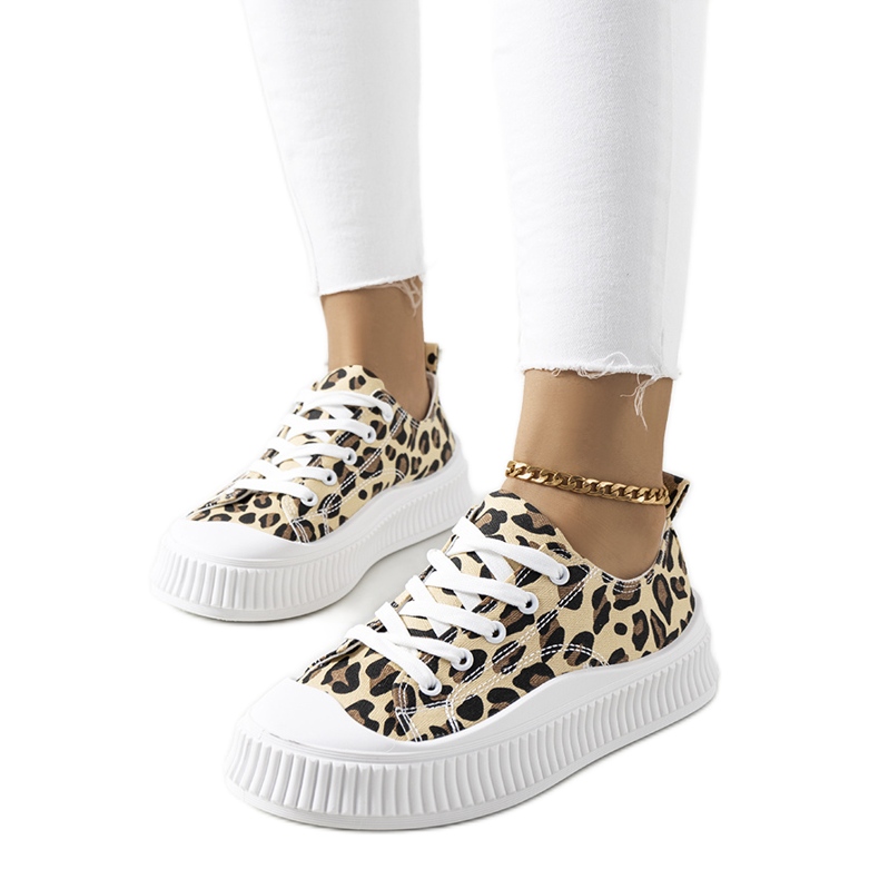 Bézs színű tornacipő a Chovka platformon barna fekete