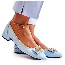 Bőr balerinák Kék Joliet Dísszel