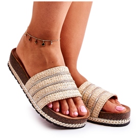 S.Barski Női klasszikus papucs lánccal bézs Maddy