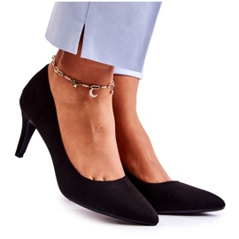 PG1 Klasszikus fekete Theira velúr sarkú cipő