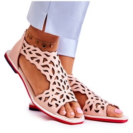 PA2 Bőr világos rózsaszín áttört szandál Alima