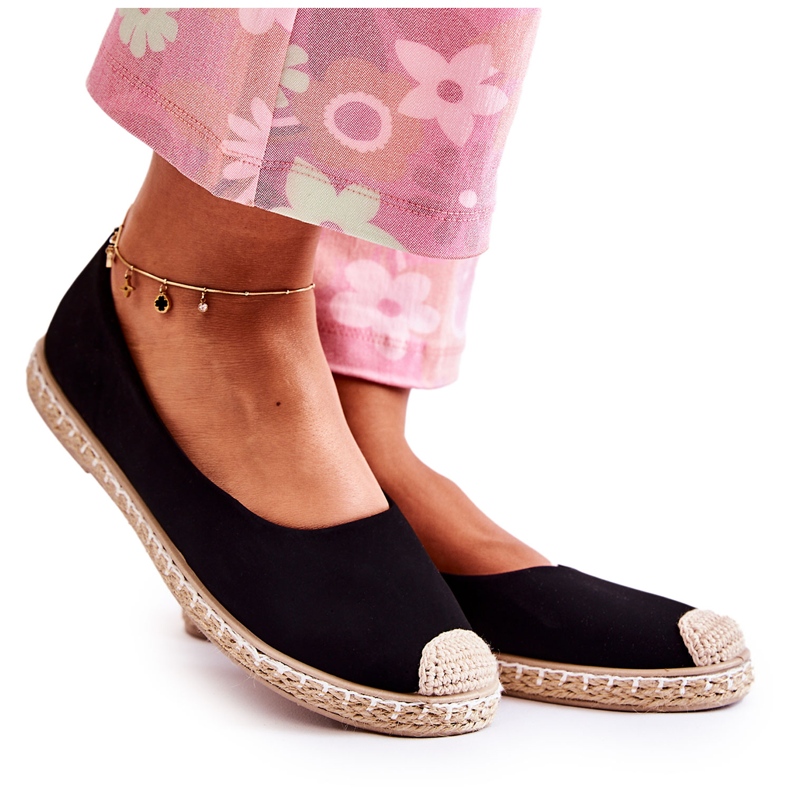 Klasszikus velúr női espadrillák, fekete Calabria