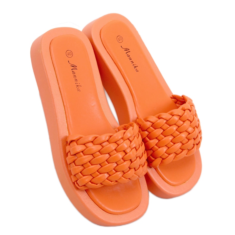 BM Magas sarkú szandál szőtt Elida Orange csíkokkal narancssárga