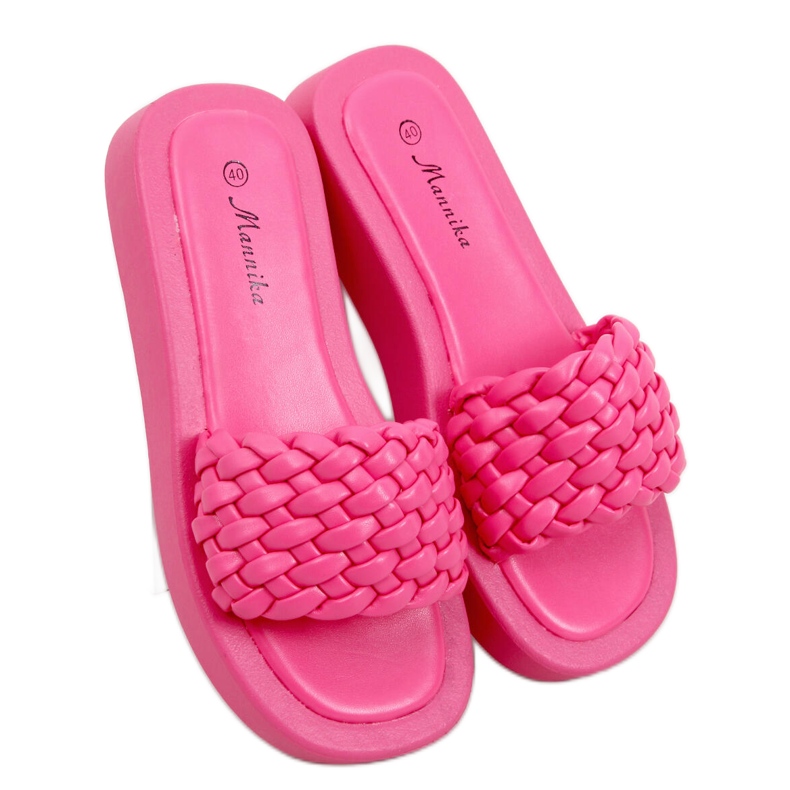 Magas sarkú szandál fonott Elida Fushia csíkokkal rózsaszín