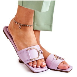 Klasszikus női bőrpapucs lila Shilla díszítéssel ibolya