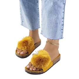 Sárga flip-flop a Rett parafa talpon