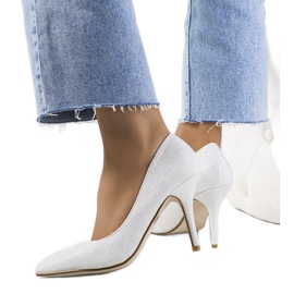 Fényes fehér Macerra sarkú cipő Fényes fehér Macerra sarkú cipő