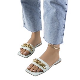 Elegáns zöld papucs Cherell lánccal