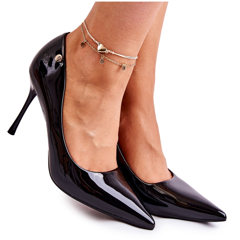 Vinceza Klasszikus lakkozott fekete Lerisa magassarkú