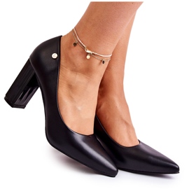 Vinceza Bőr Pumpák Egy Bár Spitz Fekete Larea