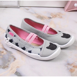 Lánypapucs gumiszalagon, szürke Befado macskacipővel