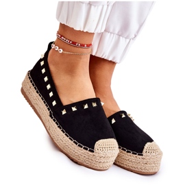 WT1 Női espadrillák szegecsekkel Fekete Laross