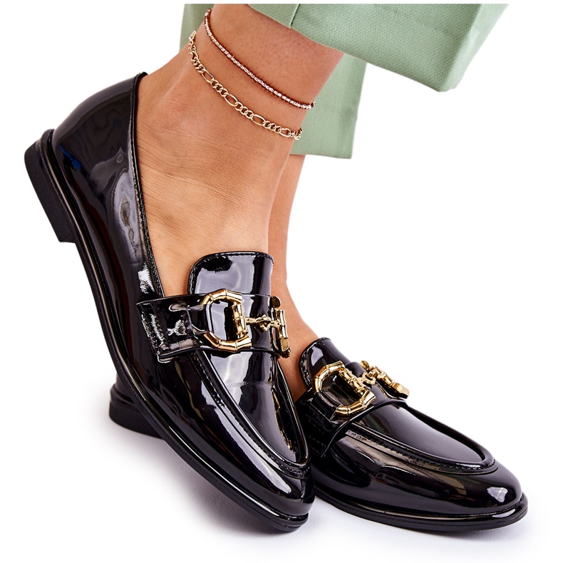 WS1 Női lakkozott fekete Coriso mokaszin