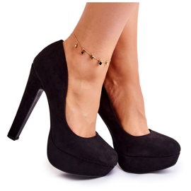 WS1 Velúr pumpák magassarkúban, fekete Santene