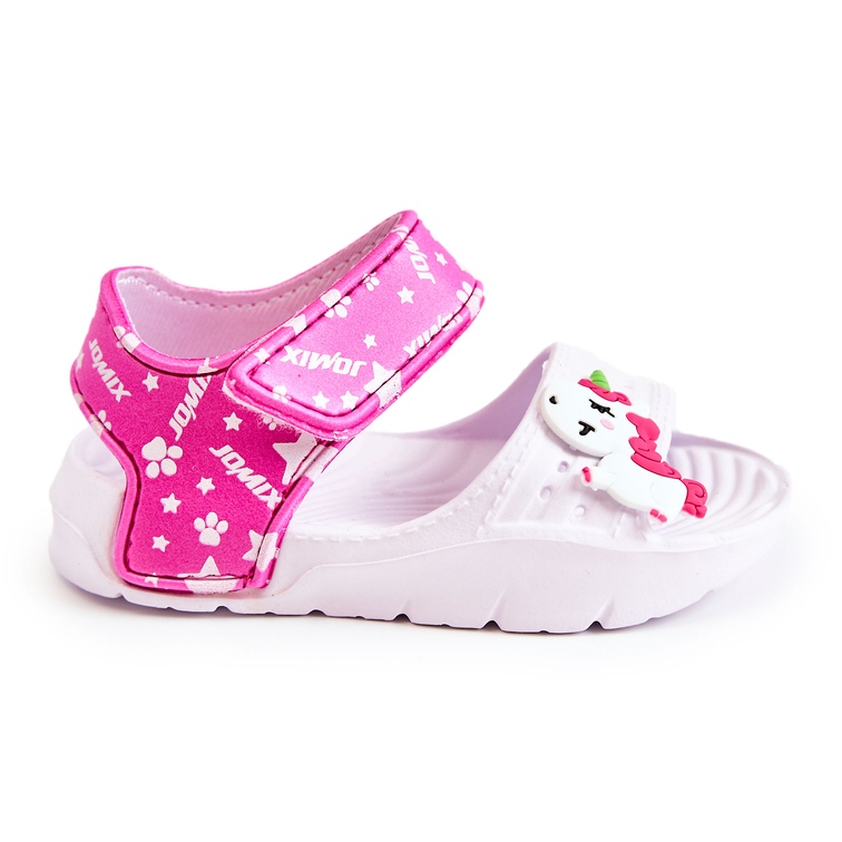 WJ1 Könnyű gyerekszandál fehér és rózsaszín megbízható díszítéssel