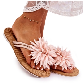 WJ1 Női flip-flop szövetdísszel Világos rózsaszín Eviana